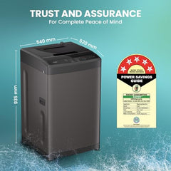 Haier 8 Kg, In-Built Heater, Front Panel Design, NZP Technology, Oceanus Wave Drum, Fully Automatic Top Load Washing Machine (ETL80-HC5S8 | Dark Jade Silver)