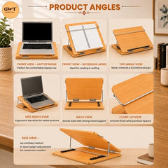Premium Foldable Laptop Table with Adjustable Angle for Home, Study & Office Use (White, 15x21, Wooden)