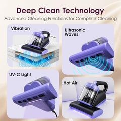 NexLev Mattress, Sofa & Carpet Vacuum Cleaner|For Dust Mites, Allergens & Pet Hair|4 Step Cleansing with Double Beat, UV Light, Dehumidification & Vacuum|HEPA captures 99.99% Dust|MR-01| 600 W| Beige