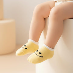 MOMISY Baby Socks, Anti Skid Non Slip Cotton Stretch, 3 Pairs, Toddler Boys Girls (IN, Age, 1 Year, 3 Years, SmileyBear)