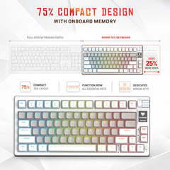 EvoFox Ronin Wired Mechanical Gaming Keyboard, 9 Layer Structure, Gasket Mount, 2 Layer Sound Dampening, 75% Layout, Red Switches, Hot Swappable, Per-Key RGB, nKey Rollover, Windows Software-Black