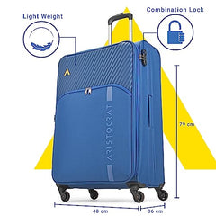 Aristocrat Duralite Set of 3 Soft Case (S+M+L) Trolley Bags, Red | 8-Wheels, Spacious, Zipper Expander, Front Pocket, Polyester Case, Combination Lock, Travel Luggage, 3-Year Global Warranty