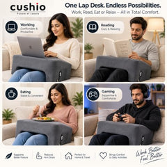 CUSHIO Lap Desk Pillow for Working on Laptop, Reading & Gaming (Grey)