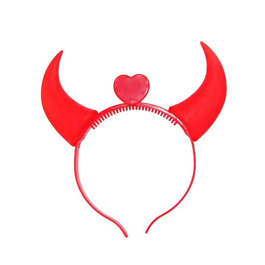 SYGA LED Flashing Light Up Devil Pattern Crowns Headband Hair Band Headdress for Party Decoration Party Caps(Red)
