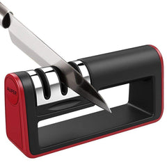SYGA Black+Red Kitchen Knife Sharpener, 3-Stage Knife Sharpening Tool