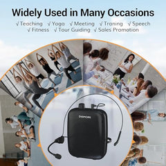 DIGIMORE 10W Voice Amplifier for Teachers w/Wired Headset Mic | 12Hrs Battery | BT 5.4 | in-Built Noise Reduction | Speaker for Tour Guides, Yoga, Announcements, Schools & Colleges (D-1200)