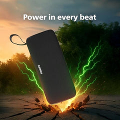 PHILIPS Audio TAS2400BK Portable Bluetooth Speaker with Stereo Sound, 32W RMS, 2400mAh Rechargeable Battery, BT v5.3 Connectivity, IPX4 Waterproof, Supports TF/USB/BT Modes with Hanging Strap (Black)