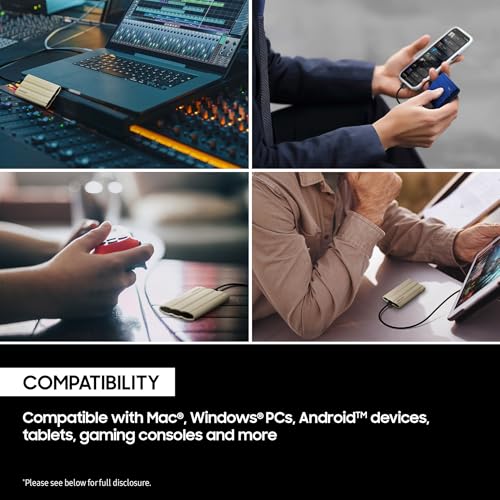 Samsung T7 Shield Portable SSD 1TB, USB 3.2 Gen2 External SSD, Up to 1,050MB/s, Rugged, IP65 Water & Dust Resistant, for Photographers, Content Creators and Gaming, Mac Compatible, MU-PE1T0S, Black