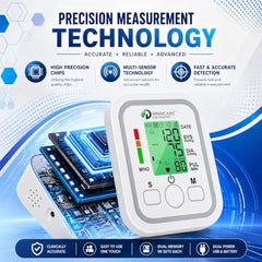 D MEDICARE Fully Automatic Digital Blood Pressure Monitor for Home Use | One Touch Operation, Smart Voice Function, Dual Power Option, Dual User Memory Storage