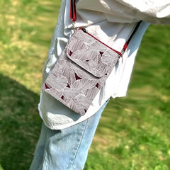 MOMISY Content generated Canvas Mobile Bag Cellphone Sling Card Holder Wallet Handbag, Crossbody Multi-function Shoulder Bag for Girls (Claret)
