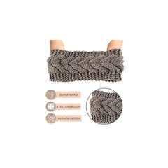 MOMISY HeadBand Wool Blend for Girls and Women (Geometric, Brown)