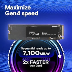 Crucial P310 1TB 2280 PCIe Gen4 3D NAND NVMe M.2 SSD – Up to 7,100 MB/s – Shift up to Gen4 – Internal Solid State Drive (PC) – CT1000P310SSD801