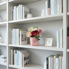 Dekorly Premium Artificial New Rose Flower with Pink Decorative Pot (Storage Large) – 22 cm Faux Flower Arrangement for Home Decor Living Room Bedroom Office Decor (1, Rose)