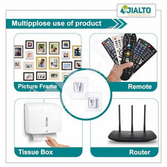 JIALTO Adhesive Hooks, Heavy Duty 5 kg Wall Hooks, Nail-Free Reusable Stainless Steel Sticky Hangers for Multipurpose Kitchen, Bathroom & Home (10 Pcs)