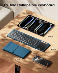 ProtoArc XK01 TP Foldable Keyboard with Touchpad, 0.65 in Keycaps, Gray