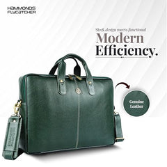 HAMMONDS FLYCATCHER Genuine Leather Office Bag for Men - 15.6 Inch Laptop Bag for Men for Professionals, Business Travelers - Adjustable Straps & Multiple Compartments - 1 Year Warranty - Brown