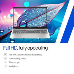 HP 15, (i3 14th Gen) Intel Core 3 100U (8GB DDR5, 512GB SSD), Win11, M365* Office24, Micro-Edge, Anti-Glare,15.6''/39.6cm,Silver, 1.59kg,FHD Camera with Privact Shutter, Dual Speakers Laptop-fd0883TU