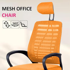 Casa Copenhagen Mesh Mid Back Office/Study/Computer/Revolving/Desk Chair for Work from Home -Metal Base, Height Adjustable Seat - Grey Milange & Black Handle