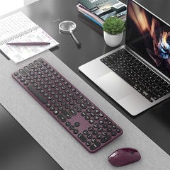 COVEVA Wireless Keyboard and Mouse Combo, 2.4GHz Wireless (Khaki)