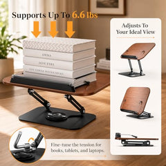 Sunchhaya Acrylic Book Stand for Reading – Clear Adjustable Book Holder with 360° Rotating Base, Foldable Reading Stand for Desk, Cookbook, Tablet & Laptop Stand, Height & Angle Adjustable (R22H)