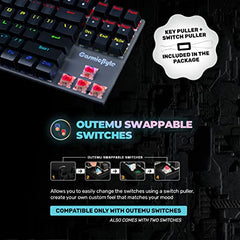 Cosmic Byte CB-GK-25 Pandora TKL Mechanical Keyboard Upgraded with Swappable Outemu Blue Switches and Rainbow LED (Black/Grey)