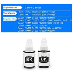 R C Print Compatible Refill Ink Bottles for Canon G Series Printer PIXMA G1000 G1010 G2000 G2002 G2010 G2012 G3000 G3010 G3012 G4000 G4010 (2 Black Bottles 70ML Each, Black)