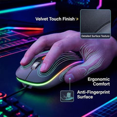 Offbeat Dash 2.4GHz Wireless + Bluetooth 5.1 +5.0 Mouse, Multi-Device Tripel Mode Type C Rechargeable Silent Click Buttons Wireless Bluetooth Mouse 3 Adjustable DPI, Works on 3 Devices (Silver)
