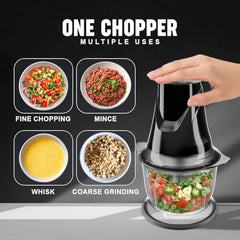 Sujata Chopcraft Electric Chopper 900ml, Vegetable Chopper for Kitchen | Dual Speed | 3200 RPM High Speed Motor | Stainless Steel Blades | Chop, Mince, Whip & Blend | Black
