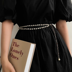 SYGA Pearl Waist Chain Belt Adjustable Decorative Belt Hollowed Tassel Waist Belts Suitable Size for Waist 26-40