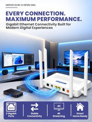UBIQCOM UB5021GV XPON ONT Optical Network Terminal, 1GE + 1 POTS, GPON Fiber Broadband Modem with VoIP Voice Support, SC/UPC Connector, FTTH ONT for Home & SOHO Users