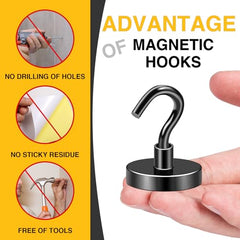 DIYMAG Magnetic Hooks 15pcs 30lbs Cruise Essentials 2026 Magnet Hook | Neodymium Heavy Duty Strong Magnets Hanging Ship Cabins Refrigerator Fridge Classroom Beach Vacation Kitchen Grills Home Tool
