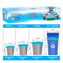 Crystal Scented Garbage Bags Medium 19x22 Inches Blue 120 Bags Pack | Jasmine Scented, 30 Pcs/Roll x 4, Tie-String, For Wet & Dry Waste