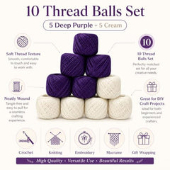 Crochet Cotton Thread Yarn Combo, 10 Rolls for Knitting, Crochet, Embroidery and Craft Making, Soft Decorative Thread for Handmade DIY Projects, Yellow & Green