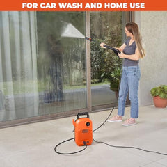 BLACK+DECKER BEPW1600 1300W 1600 PSI 110 Bar Pressure Washer for Car, Bike, Home & Garden Cleaning Use with Multiple Accessories Included, 1 Year Warranty, Orange & Black