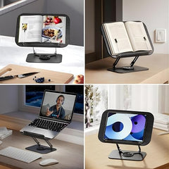 Sunchhaya Acrylic Book Stand for Reading – Clear Adjustable Book Holder with 360° Rotating Base, Foldable Reading Stand for Desk, Cookbook, Tablet & Laptop Stand, Height & Angle Adjustable (R22H)