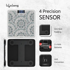 Lifelong Bloom LLWS54 Body Weighing Scale (Indian Cultural Series - Rajasthan Rural)|Digital Weight Machine for Body Weight|Thick Tempered Glass with LCD Display|Bathroom Weighing Scale (Multicolor)