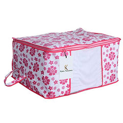 Kuber Industries Leheriya Design Underbed Storage Bag, Storage Organiser, Blanket Cover Set Of 3 (Royal Blue, Non-Woven), 65 x 47 x 33 Centimeters