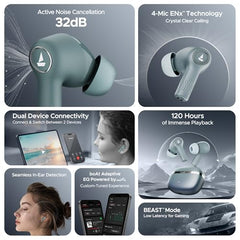 boAt 2026 Launch Nirvana Ion TWS Earbuds (Lunar Black) | Massive 120 Hours Playtime, Quad Mics ENx™ Tech, Multipoint Connectivity, In-Ear Detection, Dual EQ Modes, and BEAST™ Mode