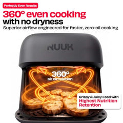 NUUK BRĪSK 6.5L 100% Toxin-Free Ceramic Air Fryer|ILAG® CeramicTech™|No Micro plastics, No PTFE, PFAS, PFOA|12 Cooking Presets|Digital Display|Shake Reminder|360° Even Cooking