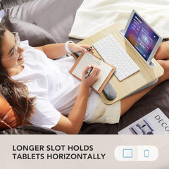 VAKTAVYA Portable Laptop Lap Desk with Soft Wrist Pad, Fits Up to 42 * 32CM Anti-Slip Strip, Tablet or Phone Storage Slot,Pocket for Home Office Students Use as Computer Laptop Stand