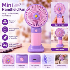 Funstars Mini Portable Hand Fan USB Type-C Rechargeable(Green)