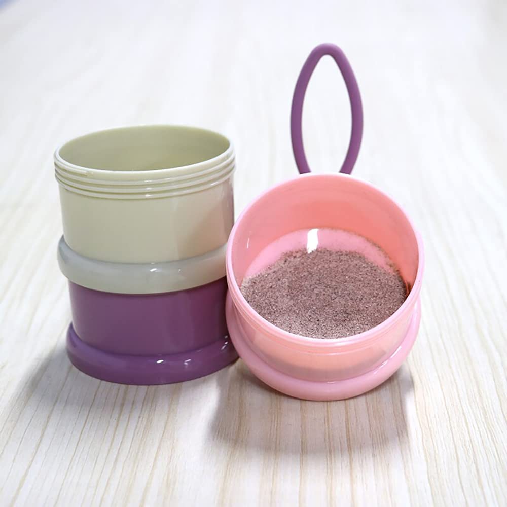 SYGA 3 Layer Cute Bear Portable Baby Food Milk Powder Storage Box Bottle Container_Purple (Design May Very)