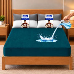 GADDA CO 100% Waterproof Premium Cotton Feel Mattress Protector King Size 78x72 Inch|Ultra Soft Breathable & Fitted Bed Protector Terry Cover Double Bed (6.5x6 feet, Fits 10 Inches, Grey)