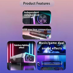 Ant Esports GS170 Gaming Speaker for PC, Stereo 2.0 USB Powered Desktop Speaker with 3.5 mm Aux-in, in-line Volume Control, RGB LED Lights Mini Multimedia Speakers for PC, Laptop, Tablet, Cellphone