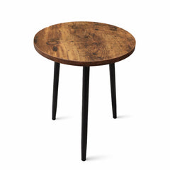 STANSY Round Wooden Plant Stand Table, Modern Metal Legs, Small Side Table for Indoor Plants, Living Room, Balcony, Bedroom, Brown Top with Black Legs