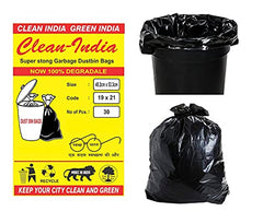 Clean India - Plastic Garbage Bags|6 Packs Of 30 Pcs | 19X21 Medium Disposable Garbage Trash Waste Dustbin Bags Of 54Cm X 48Cm (Ci19210008) - 180 Count