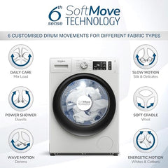 Whirlpool Smart Choice 9 Kg Steam Wash Technology 5 Star Inverter Front Load Fully Automatic Washing Machine with In-Built Heater (SUPREME CARE 9014-E, Midnight Grey, 100+ Tough Stains, 1400 RPM)