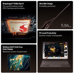 OnePlus, Pad 4, 13.2 inch (33.53 CM), LCD, 12GB RAM, 512GB ROM, WiFi, 8 Speakers, Snapdragon 8 Elite Gen 5, Dune Glow, AI Enabled