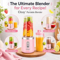 Juicer for Home ^ Lacossi Juicer Mixer Grinder with 1500mAh Battery, 6 Blades 3Gears Fast Blending, 2-Jar Capacity (400ml*2) | 40 Watts Bullet Rechargeable Portable Personal Juicer