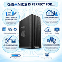 Giganics Desktop PC, Core i5 | 8GB RAM | 128GB SSD | HDMI, VGA,LAN, HD Graphics, CPU Fan,Windows 11 Pro & MS Office | WiFi (8-128GB)